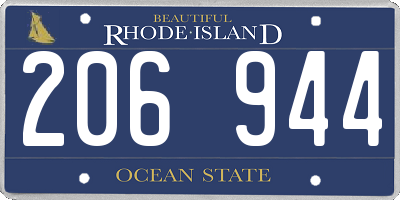 RI license plate 206944