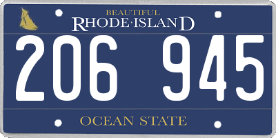 RI license plate 206945
