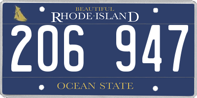 RI license plate 206947