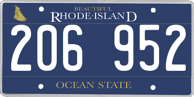 RI license plate 206952