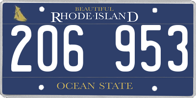 RI license plate 206953