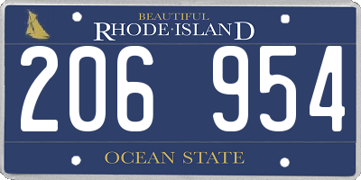RI license plate 206954