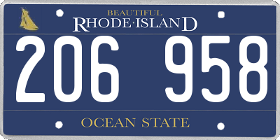 RI license plate 206958