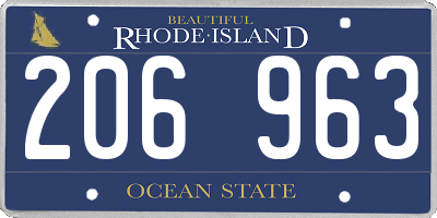 RI license plate 206963