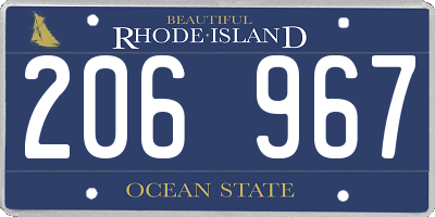 RI license plate 206967