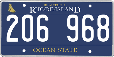 RI license plate 206968