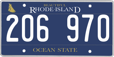 RI license plate 206970