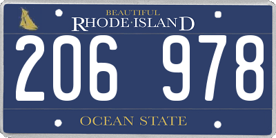 RI license plate 206978