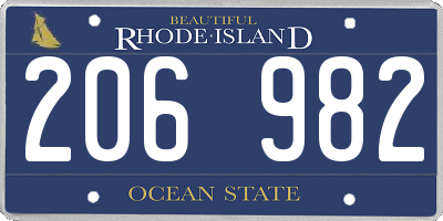 RI license plate 206982