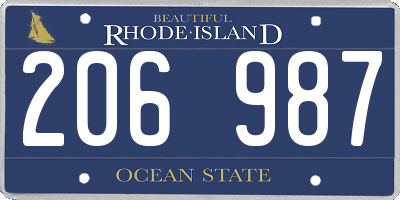 RI license plate 206987