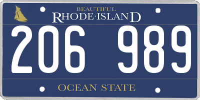 RI license plate 206989