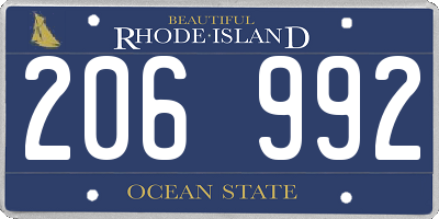 RI license plate 206992