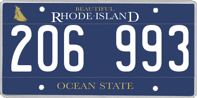 RI license plate 206993