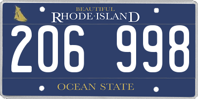 RI license plate 206998