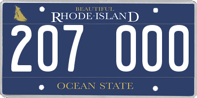 RI license plate 207000