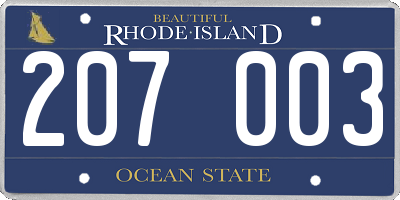 RI license plate 207003