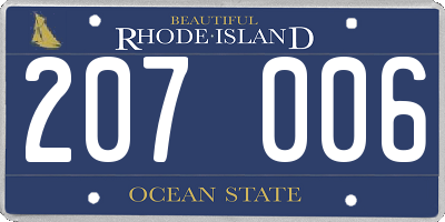 RI license plate 207006