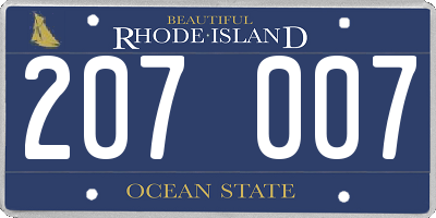 RI license plate 207007