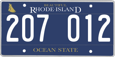 RI license plate 207012