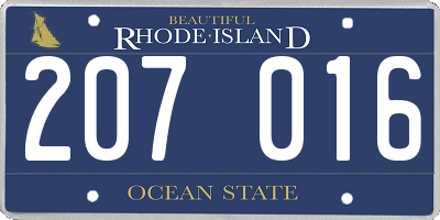 RI license plate 207016