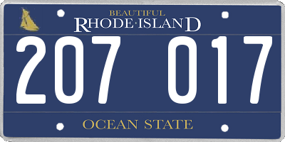 RI license plate 207017