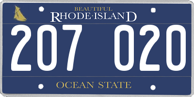 RI license plate 207020