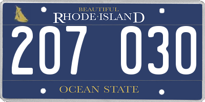 RI license plate 207030