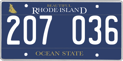 RI license plate 207036
