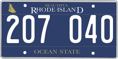 RI license plate 207040