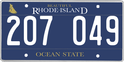 RI license plate 207049