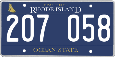 RI license plate 207058