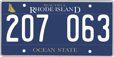 RI license plate 207063
