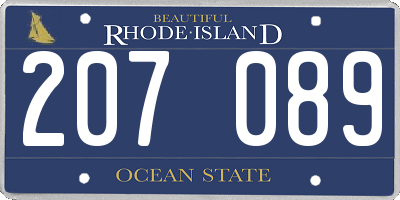 RI license plate 207089