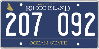 RI license plate 207092