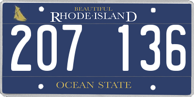 RI license plate 207136