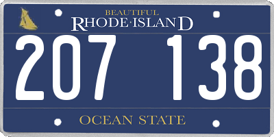 RI license plate 207138