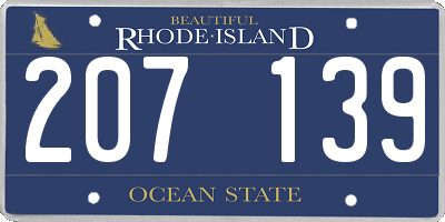RI license plate 207139