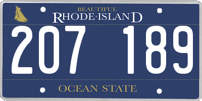 RI license plate 207189