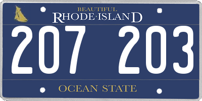 RI license plate 207203