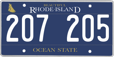 RI license plate 207205