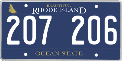 RI license plate 207206