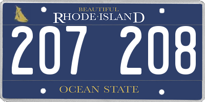 RI license plate 207208