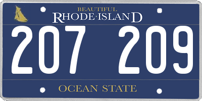 RI license plate 207209