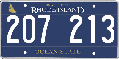 RI license plate 207213