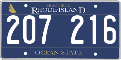 RI license plate 207216