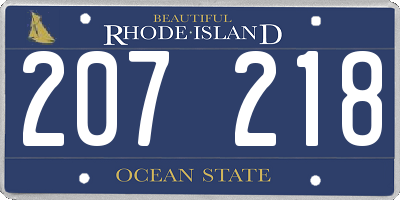 RI license plate 207218