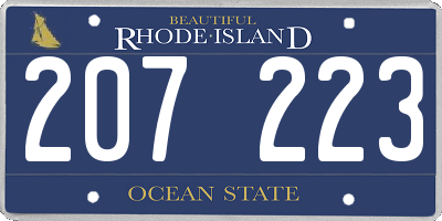 RI license plate 207223