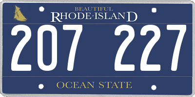 RI license plate 207227