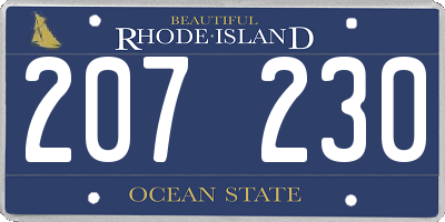 RI license plate 207230