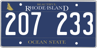 RI license plate 207233